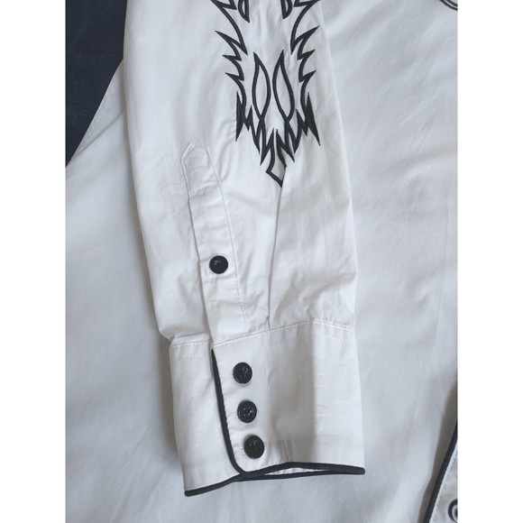 Mens Coofandy White W/Black Embroidery LS Western Cowboy Rodeo Shirt Size XXL - Picture 5 of 10